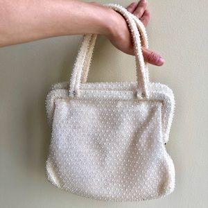 Vtg Pearl Beaded Handbag